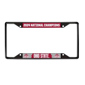 2024-25 College Football Champions - Ohio State Buckeyes Black Metal License Plate Frame -