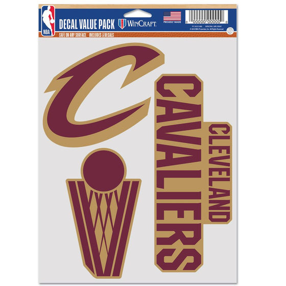 Cleveland Cavaliers Decal Multi Use Fan 3 Pack Special Order