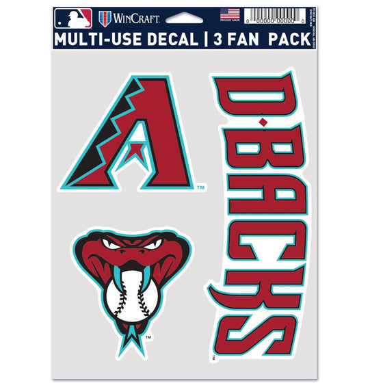 Arizona Diamondbacks Decal Multi Use Fan 3 Pack Special Order