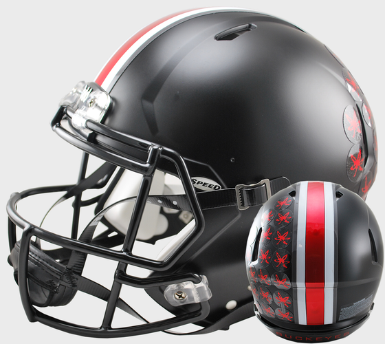 Ohio State Buckeyes Speed Football Helmet Satin Black with Red Buckeyes