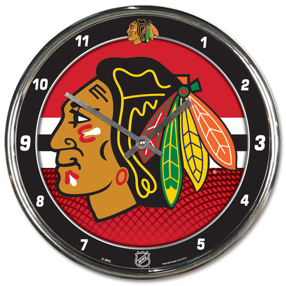 Chicago Blackhawks Round Chrome Wall Clock (CDG)