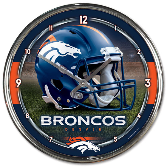 Denver Broncos Round Chrome Wall Clock (CDG)