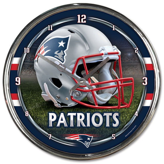 New England Patriots Round Chrome Wall Clock (CDG)