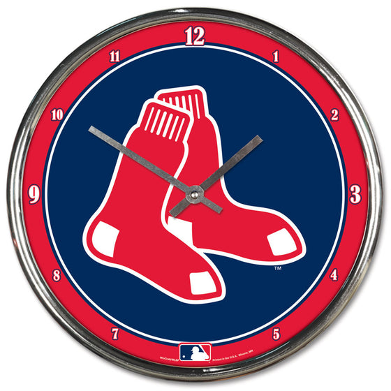 Boston Red Sox Round Chrome Wall Clock (CDG)