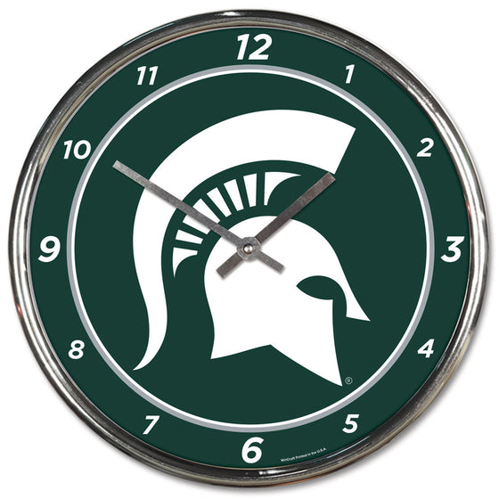 Michigan State Spartans Round Chrome Wall Clock (CDG)