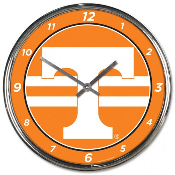 Tennessee Volunteers Clock Round Wall Style Chrome