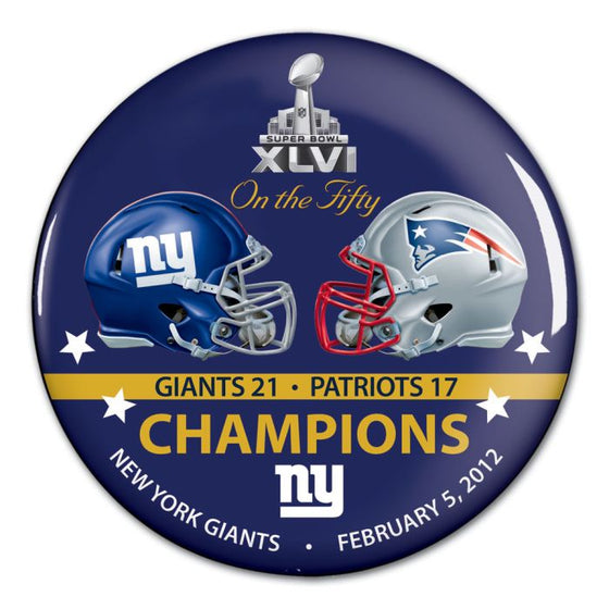 Super Bowl on the Fifty New York Giants Button, carded 3"