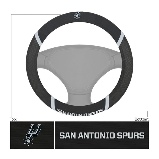 San Antonio Spurs Steering Wheel Cover Mesh/Stitched Special Order