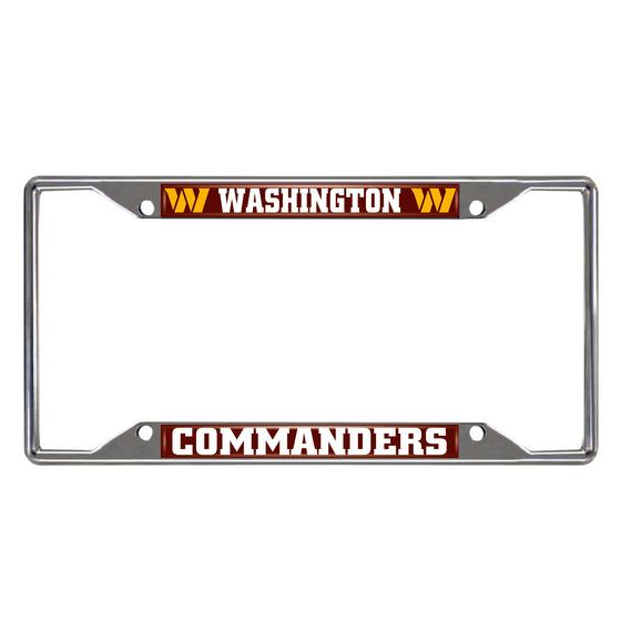 Washington Commanders Chrome Metal License Plate Frame, 6.25in x 12.25in