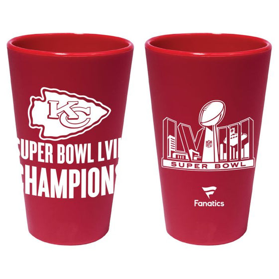Kansas City Chiefs 2024 Super Bowl LVIII Champions 16 oz Silicone Pint Glass - Red - 757 Sports Collectibles