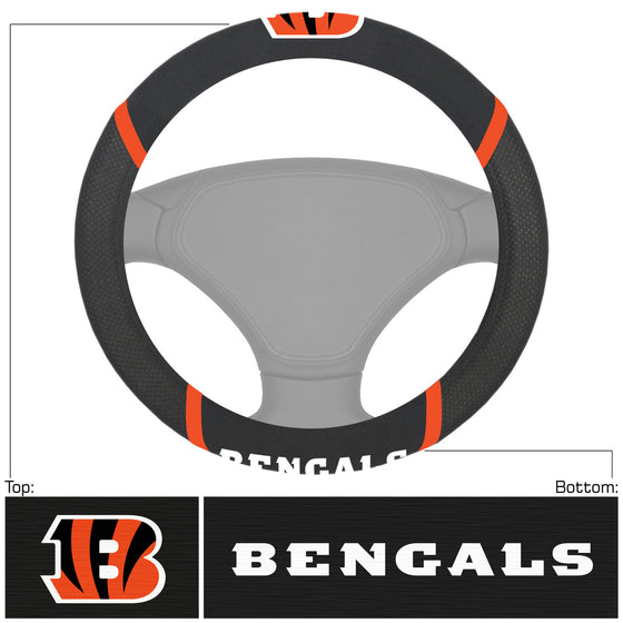 Cincinnati Bengals Steering Wheel Cover Mesh/Stitched