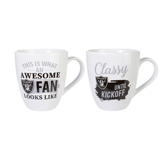 Las Vegas Raiders Coffee Mug 17oz Ceramic 2 Piece Set with Gift Box