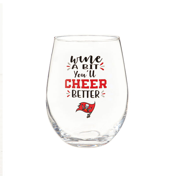 Tampa Bay Buccaneers Glass 17oz Wine Stemless Boxed