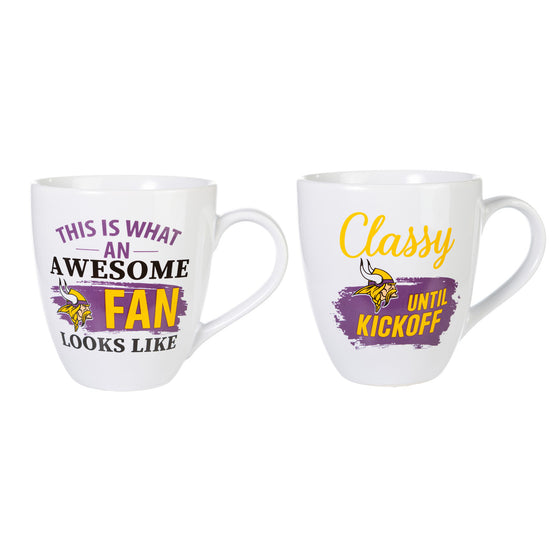 Minnesota Vikings Coffee Mug 17oz Ceramic 2 Piece Set with Gift Box