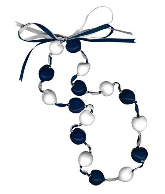 Lucky Kukui Nuts Necklace Navy/White CO