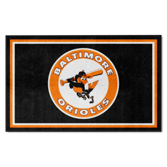 Baltimore Orioles 4ft. x 6ft. Plush Area Rug 1975 Retro Logo