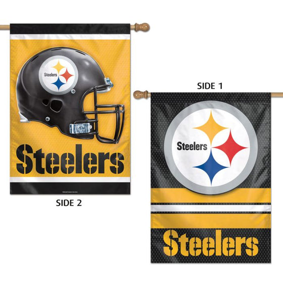 PITTSBURGH STEELERS VERTICAL FLAG 2 SIDED 28" X 40" - 757 Sports Collectibles