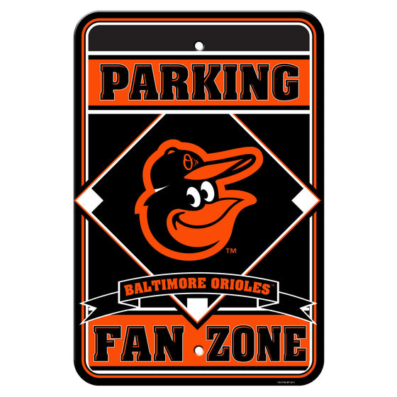 Baltimore Orioles Sign 12x18 Plastic Fan Zone Parking Style CO