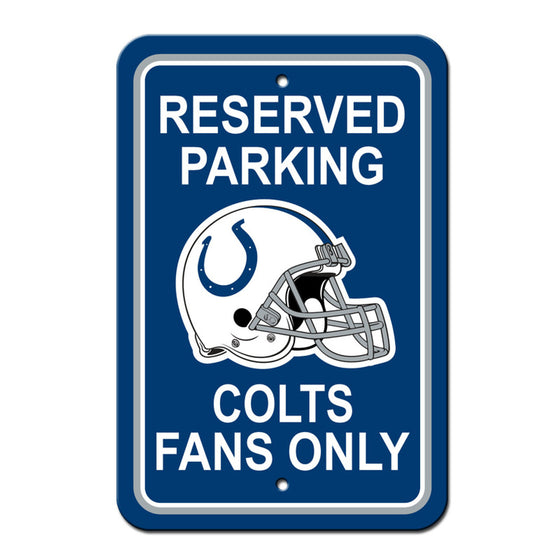 Indianapolis Colts Sign 12x18 Plastic Reserved Parking Style CO