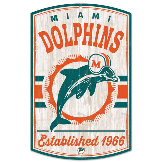 Miami Dolphins / Classic Logo RETRO Wood Sign 11" x 17" 1/4" thick