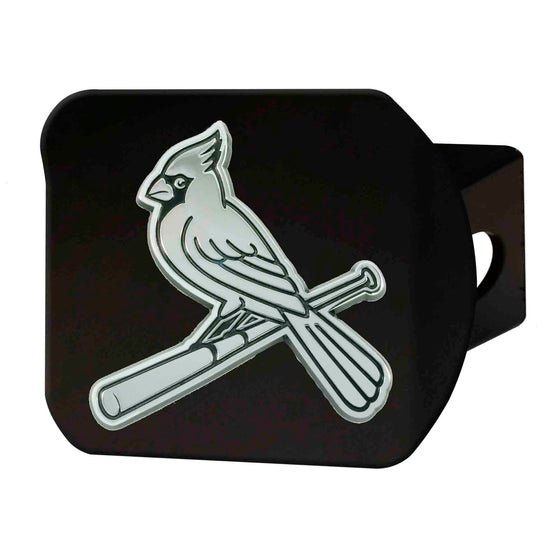 St. Louis Cardinals Black Metal Hitch Cover with Metal Chrome 3D Emblem