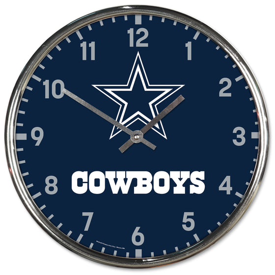 Dallas Cowboys Round Chrome Wall Clock - 757 Sports Collectibles