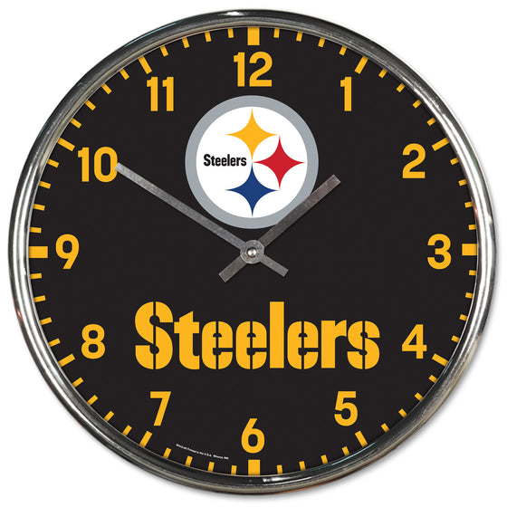 Pittsburgh Steelers Round Chrome Wall Clock (CDG)