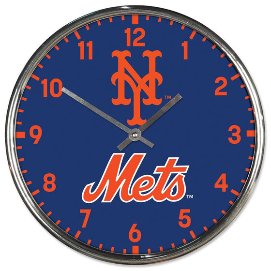 New York Mets Round Chrome Wall Clock