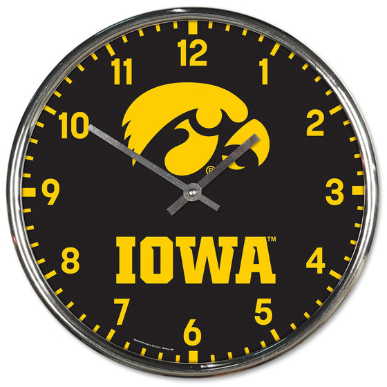 Iowa Hawkeyes Round Chrome Wall Clock (CDG)