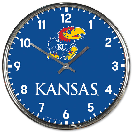 Kansas Jayhawks Round Chrome Wall Clock (CDG)