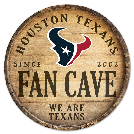 Houston Texans Sign Wood 14 Inch Round Barrel Top Design