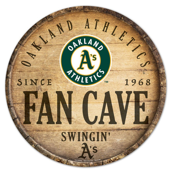 Oakland Athletics Sign Wood 14 Inch Round Barrel Top Design - Special Order