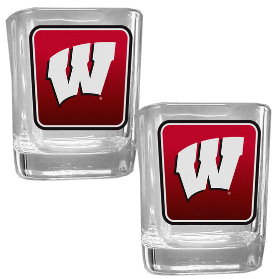 Wisconsin Badgers Square Glass Shot Glass Set