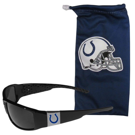 Indianapolis Colts Chrome Wrap Sunglasses and Bag