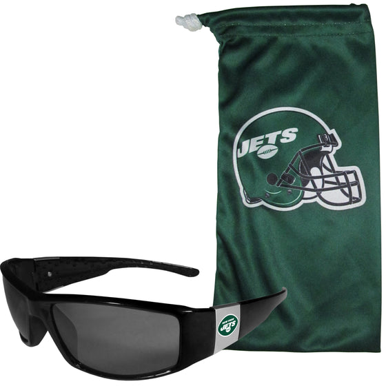 New York Jets Chrome Wrap Sunglasses and Bag