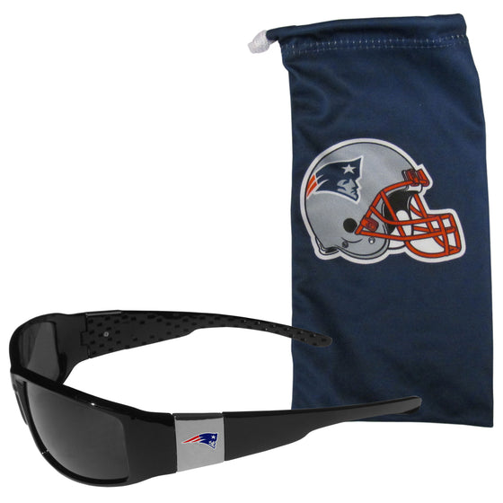 New England Patriots Chrome Wrap Sunglasses and Bag