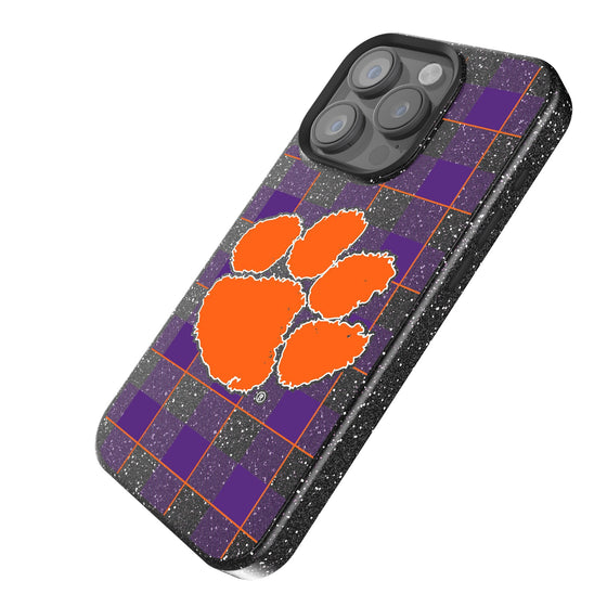 Clemson Tigers Plaid Bling Phone Case-1