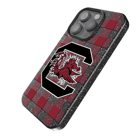 South Carolina Gamecocks Plaid Bling Phone Case-1