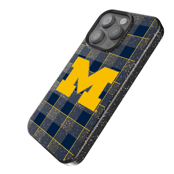 Michigan Wolverines Plaid Bling Phone Case-1