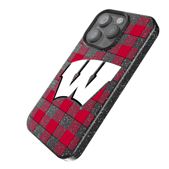 Wisconsin Badgers Plaid Bling Phone Case-1