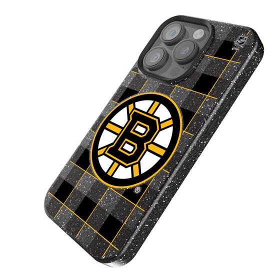 Boston Bruins Plaid Bling Phone Case-1