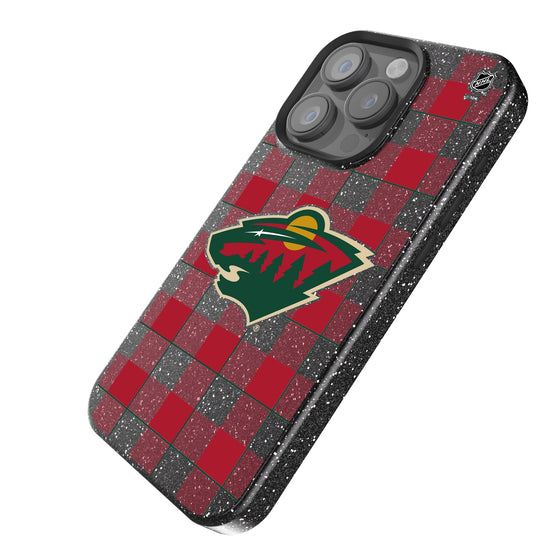 Minnesota Wild Plaid Bling Phone Case-1