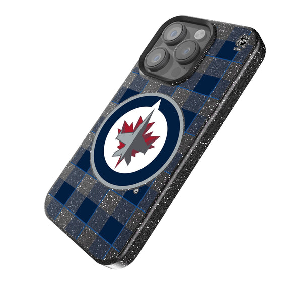 Winnipeg Jets Plaid Bling Phone Case-1