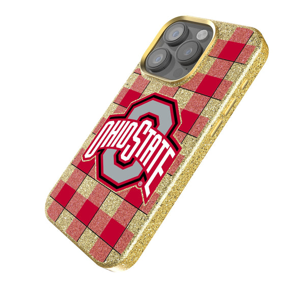 Ohio State Buckeyes Plaid Bling Phone Case-1