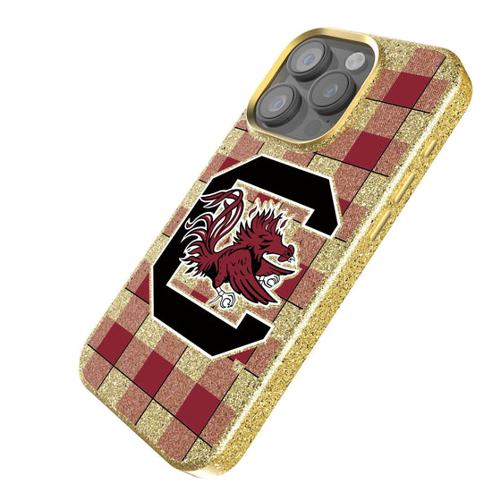 South Carolina Gamecocks Plaid Bling Phone Case-1