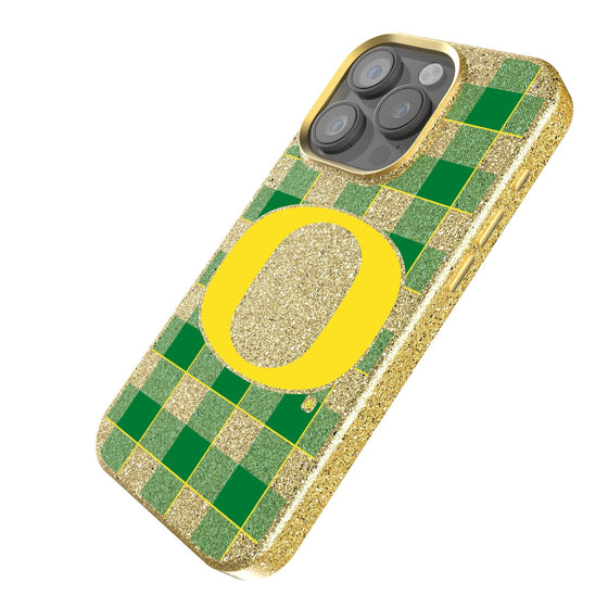 Oregon Ducks Plaid Bling Phone Case-1