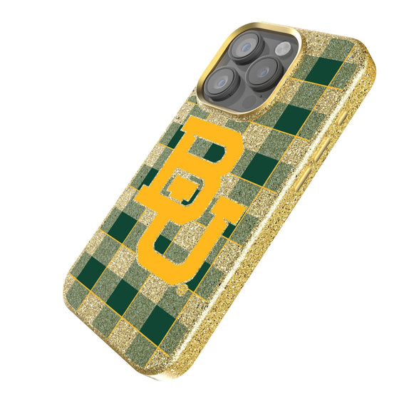 Baylor Bears Plaid Bling Phone Case-1