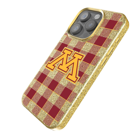 Minnesota Golden Gophers Plaid Bling Phone Case-1