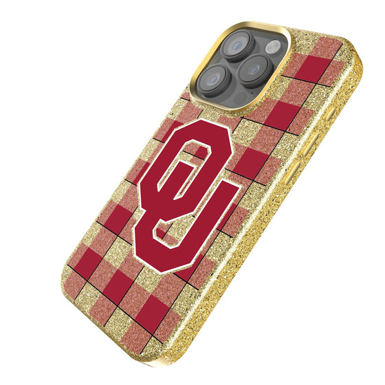 Oklahoma Sooners Plaid Bling Phone Case-1