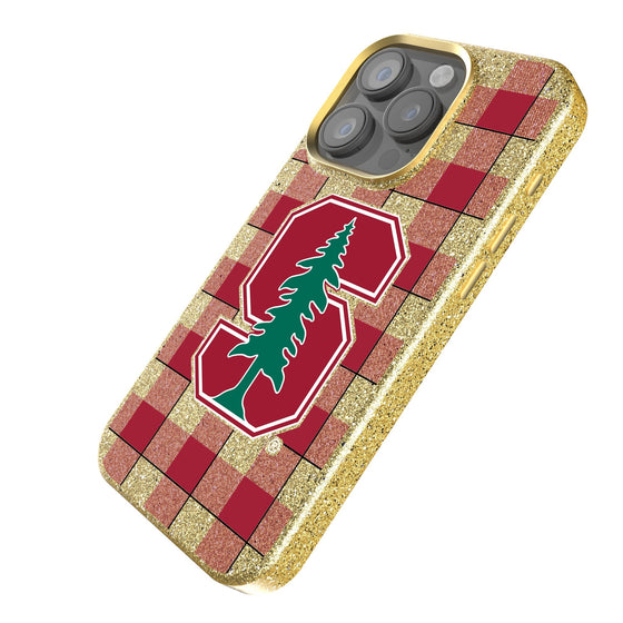 Stanford Cardinal Plaid Bling Phone Case-1